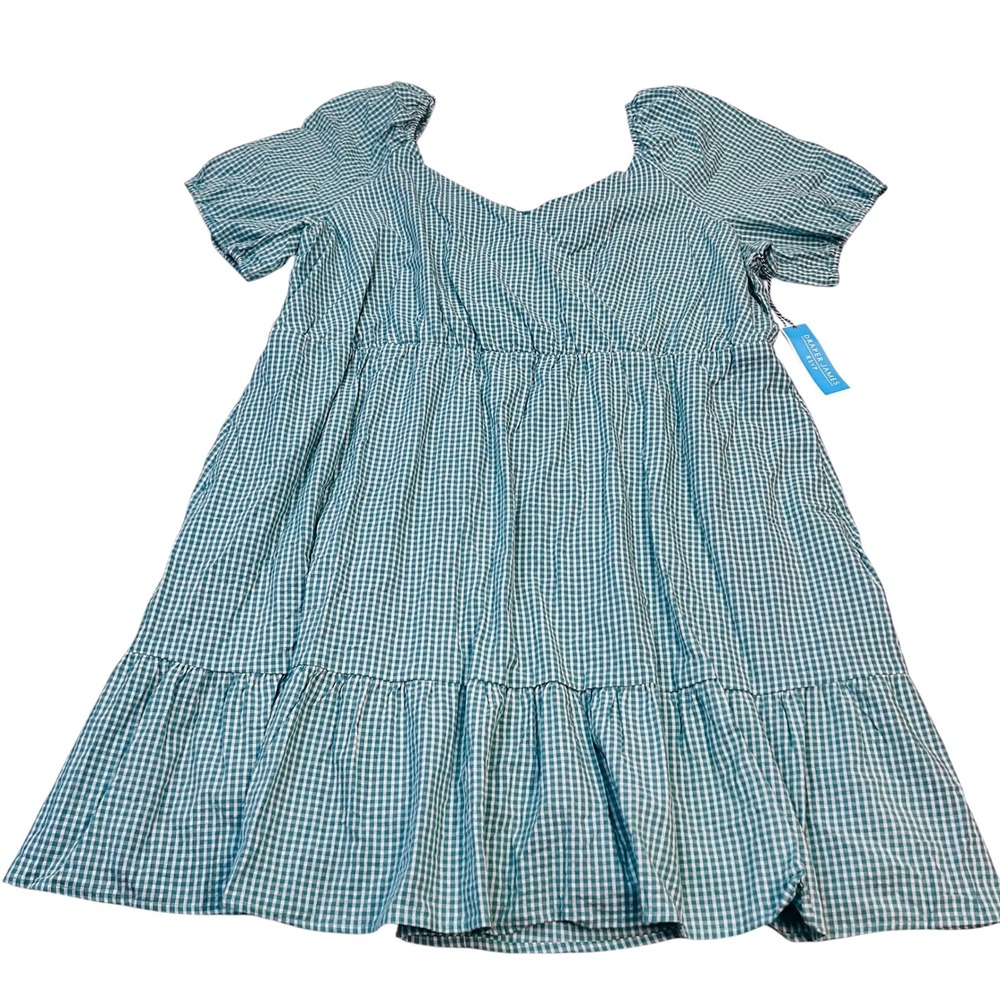 NWT Draper James Green Gingham Midi Dress Off Shoulder 3X Ruffle Hem